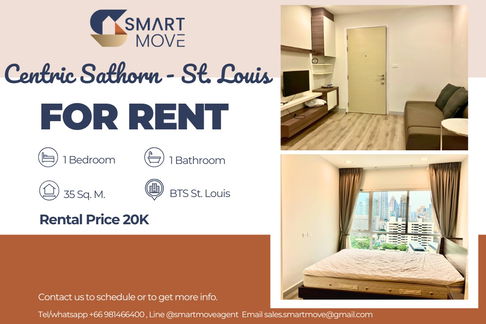 🔥 For Rent !! high floor 15++, 🔥 Code C20221200227..........Centric Sathorn - St. Louis, 1 bedroom, 1 bathroom, furnished, ready to move in 📣📣