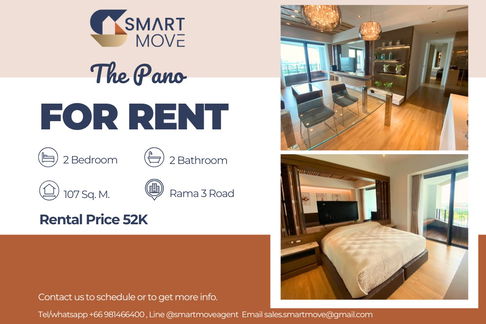 🔥 สำหรับเช่า !! ชั้นสูง 14++, วิวแม่น้ำ!! 🔥 Code C20240100120..........The Pano, 2 ห้องนอน, 2 ห้องน้ำ, แต่งครบ, พร้อมเข้าอยู่ 📣📣