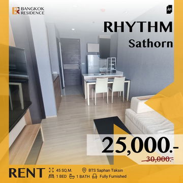   RHYTHM Sathorn ⚡ Spacious room, great value, stunning view 💫 Near BTS Saphan Taksin 