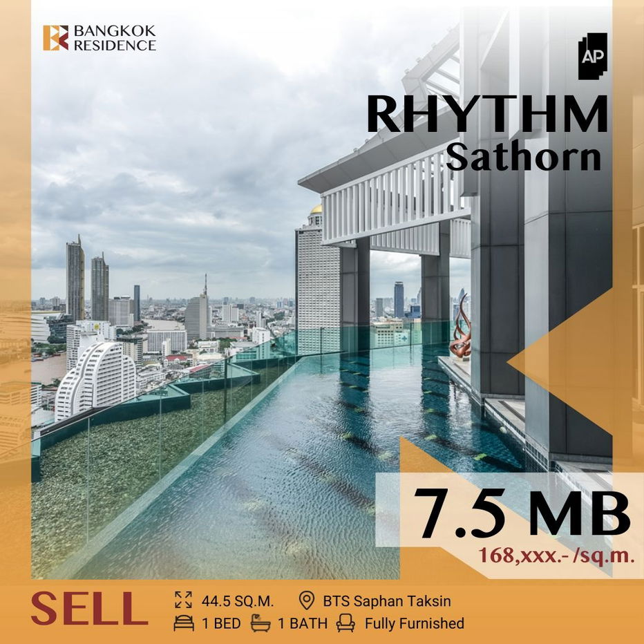 รูป 🩶Fully Furnished,Prime Sathorn Location 🩶Rhythm Sathorn near BTS Saphan Taksin - รูปที่ 1/8