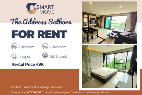 🔥 For Rent !! Spacious room, There is a bathtub!! 🔥 Code C20250900016...The Address Sathorn, 2 bedroom, 2 bathroom, furnished, ready to move in 📣📣