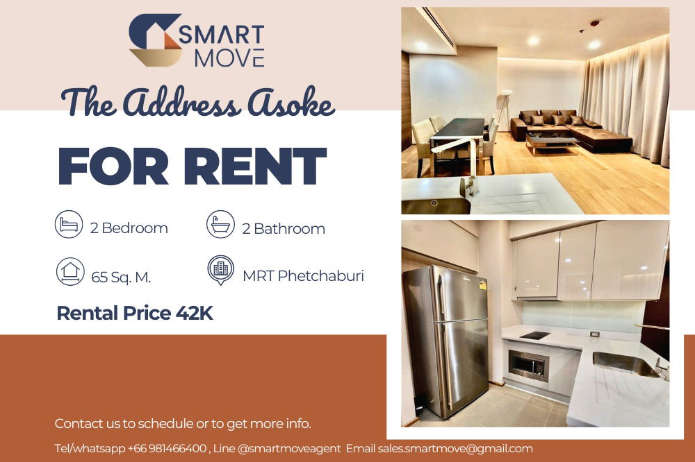 picture Rent !! high floor 28++, Wide living room, There is a bathtub!!🔥 Code C20230300089...The Address Asoke, 2 bed, 2 bath, furnished, ready to move in 📣 - 1/7