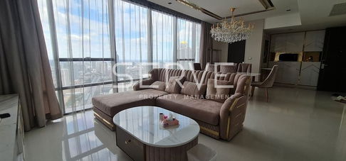 Penthouse Luxury Style 2 Beds 2 Baths 123 sq.m. High Fl. 45+ Good Location Next to BTS Surasak 50 m. at The Bangkok Sathorn Condo / Sale