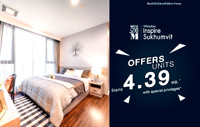 Condos for sale Soi Sukhumvit 101 : OFFERS UNITS!! Whizdom Inspire Sukhumvit, a new unit from the project. Get a Free All promotion. All transfer fees paid. @4.39 MB