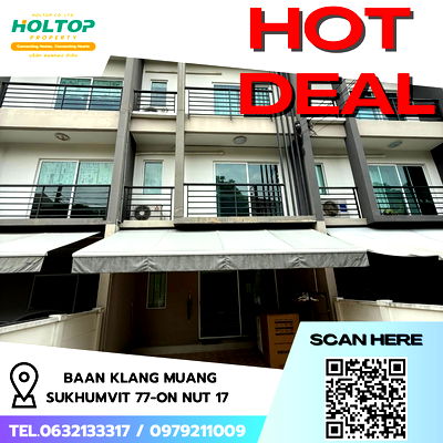 เช่าทาวน์โฮม วิทยาลัยพณิชยการบางนา : #R6438 🎉 170968 ให้เช่าบ้าน Baan Klang Muang Sukhumvit 77-On Nut 17 
