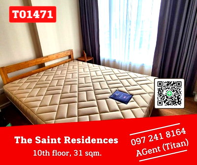คอนโดให้เช่า : 🎯The Saint Residences🔥🔥ห้องเพดานสูง ทิศใต้ แดดไม่ร้อน เฟอร์ครบ  พร้อมเข้าอยู่ ชอบมาคุยหน้างานจ้าา (T01471)