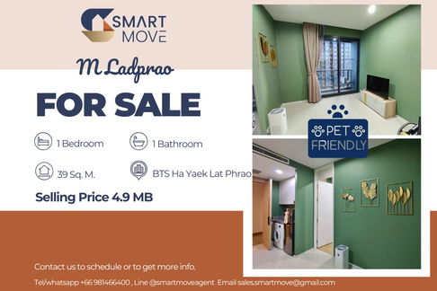 🔥 Sale with tenant!! high floor 18++, Good location!! 🔥 Code C20240400992..........M Ladprao, 1 bedroom, 1 bathroom, furnished, Special Deal!!📣📣