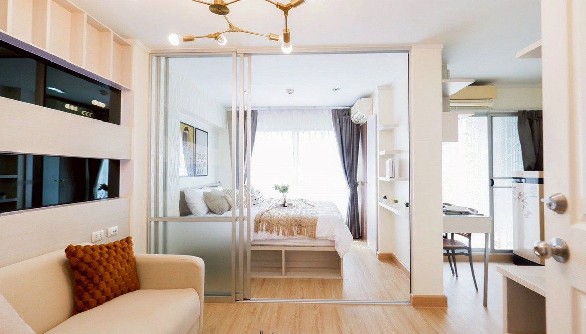 picture Call : 063-963-0333 Condo Lumpini Ville Phatthanakan-New Phetchaburi @Airport Link Ramkhamhaeng, 26.06 sq.m 1 Bedroom 5th floor, Fully furnished - 1/13