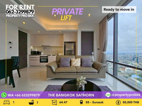 🌟🌟 The Bangkok Sathorn: Spacious 1-Bedroom with High Ceiling, Sunset & River View – Steps from BTS Surasak 🌟🌟