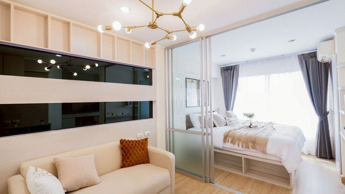 picture Call : 063-963-0333 Condo Lumpini Ville Phatthanakan-New Phetchaburi @Airport Link Ramkhamhaeng, 26.06 sq.m 1 Bedroom 5th floor, Fully furnished - 2/13