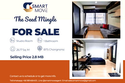 คอนโด MRT สีลม : 🔥 ขายพร้อมผู้เช่า!!🔥 Code C20231200306..........The Seed Mingle, ห้องสตูดิโอ, 1 ห้องน้ำ, แต่งครบ, ราคาพิเศษ!!📣📣
