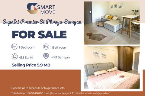 🔥 Sale with tenant!! Rare Item!! 🔥 Code C20240900066..........Supalai Premier Si Phraya-Samyan, 1 bedroom, 1 bathroom, furnished, Special Deal!!📣📣