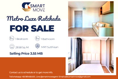 Condos for sale Ratchadaphisek Road : 🔥 Sale with tenant !! South Facing, city view,🔥 Code C20250900024..........Metro Luxe Ratchada, 1 bedroom, 1 bathroom, furnished, Special Deal!!📣📣