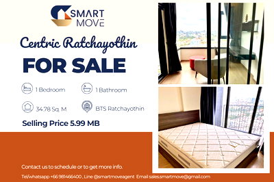 Condos for sale Kasetsart University : Sale with tenant !! North Facing, city view, high floor 17++,🔥 Code C20250900028...Centric Ratchayothin, 1 bed, 1 bath, furnished, Special Deal!!📣📣