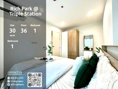 Condos for rent : LU9JEOEJ Condo For Rent Rich Park @ Triple Station 30 Sq.M. Floor 36 line id : @livinglegacy