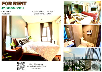 คอนโดให้เช่า : ✨คอนโดพร้อมอยู่ “𝐂 𝐄𝐤𝐤𝐚𝐦𝐚𝐢“ ทำเลดี วิวสูง เฟอร์ครบ วิวเมืองโล่ง🏢