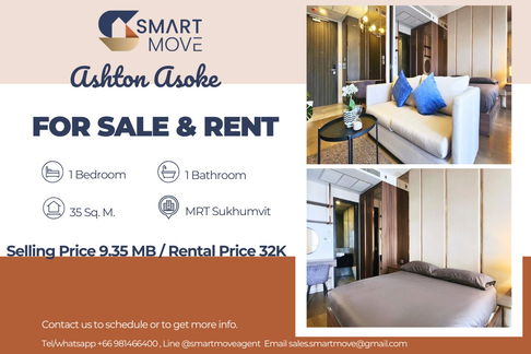 🔥For Sale !! high floor 24+, city view!! 🔥Code C20250900021.....Ashton Asoke, 1 bedroom, 1 bathroom, furnished, ready to move in, Special Deal!!📣📣
