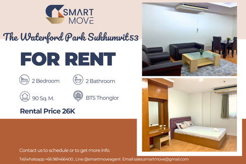 🔥 For Rent !! 🔥 Code C20250800031..........The Waterford Park Sukhumvit 53, 2 bedroom, 2 bathroom, furnished, ready to move in 📣📣