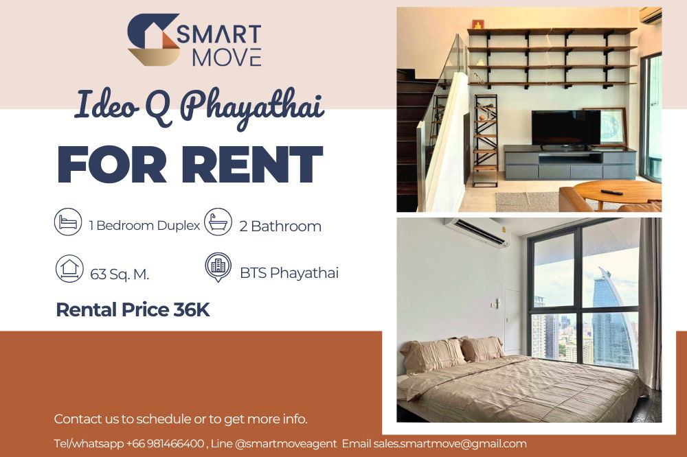 รูป 🔥 สำหรับเช่า !!🔥 Code C20250700065.........Ideo Q Phayathai, 1 ห้องนอน Duplex, 2 ห้องน้ำ, ชั้นสูง 36++, วิวเมือง, แต่งครบ, พร้อมเข้าอยู่ 📣📣 - รูปที่ 1/9
