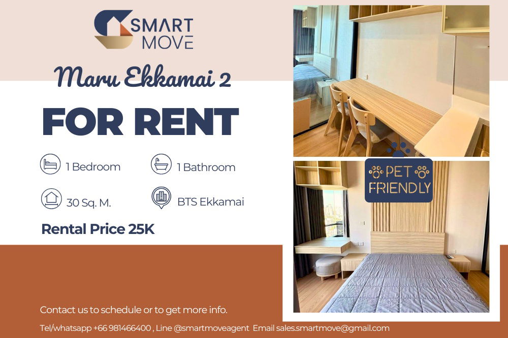 picture 🔥 For Rent ! Pet Friendly! North Facing, high floor23+, City view!! 🔥 Code C20250900051...Maru Ekkamai 2, 1 bed, 1 bath, furnished, ready to move in - 1/9