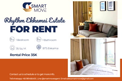 Condos for rent : 🔥 For Rent !! high floor 11++,🔥 Code C20250900002..........Rhythm Ekkamai Estate, 1 bedroom, 1 bathroom, furnished, ready to move in📣📣