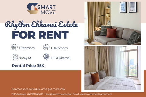 รูปภาพ 🔥 For Rent !! high floor 11++,🔥 Code C20250900002..........Rhythm Ekkamai Estate, 1 bedroom, 1 bathroom, furnished, ready to move in📣📣