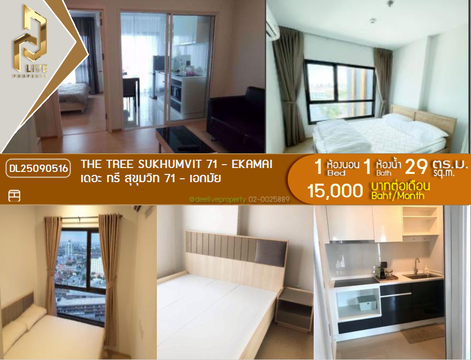DL25090516 ให้เช่าคอนโด เดอะ ทรี สุขุมวิท 71 - เอกมัย (The Tree Sukhumvit 71 - Ekamai) ใกล้ สายสีส้ม พร้อมเข้าอยู่ โทรด่วน 0638692663 LineID @162cjixi
