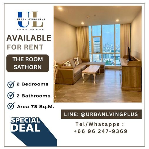 ( UL2412191 ) Tel/Line 096-2479369, ให้เช่า เดอะรูม สาทร ถนนปั้น, 2 ห้องนอน 2 ห้องน้ำ 78 ตร.ม. ห้องสวย ราคาพิเศษ!!!🔥🔥