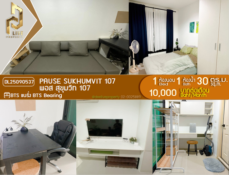 DL25090537 ให้เช่าคอนโด พอส สุขุมวิท 107 (Pause Sukhumvit 107) ใกล้ BTS แบริ่ง พร้อมเข้าอยู่ โทรด่วน 0638692663 LineID @162cjixi