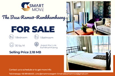 คอนโด รพ.คลองตัน : 🔥 ขายพร้อมผู้เช่า !! ชั้นสูง 33+, วิวสวย!🔥 Code C20230206939...The Base Rama9-Ramkhamhaeng, 1 ห้องนอน, 1 ห้องน้ำ, แต่งครบ, ต่ำกว่าราคาตลาด20% 