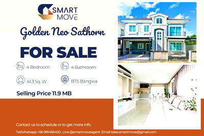 Twin houses for sale Thonburi Vocational College : Sale Single house !! 2 Storeys, corner house, modern english style!🔥 Code C20250900064...Golden Neo Sathorn, 4 bed, 4 bath, furnished, Special Deal!!
