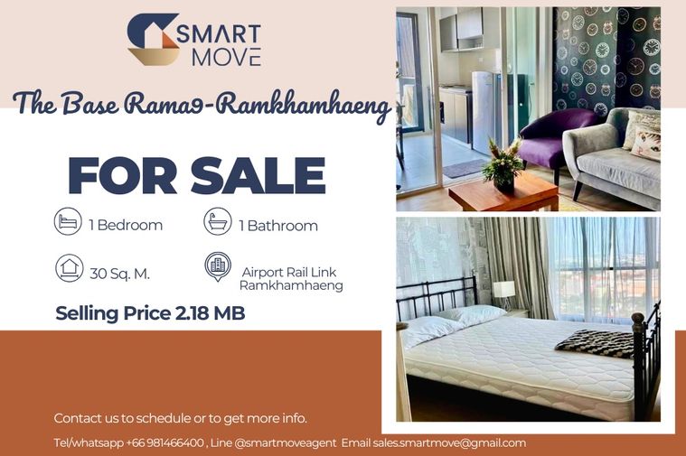 🔥 ขายพร้อมผู้เช่า !! ชั้นสูง 33+, วิวสวย!🔥 Code C20230206939...The Base Rama9-Ramkhamhaeng, 1 ห้องนอน, 1 ห้องน้ำ, แต่งครบ, ต่ำกว่าราคาตลาด20% 