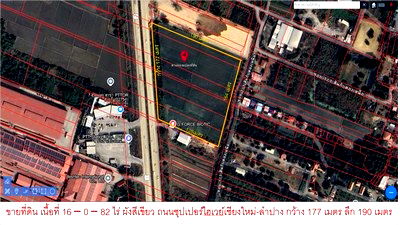 ที่ดิน ถนนซุปเปอร์ไฮเวย์ เชียงใหม่-ลำปาง : น่าซื้อไว้ ที่ดินติดถนนซุปเปอร์ไฮเวย์เชียงใหม่ เนื้อที่ 16 -0 - 82 ไร่ ขายเหมายกแปลง 115 ล้าน พร้อมโอน อ.สารภี เชียงใหม่