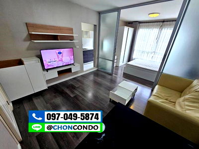 เช่าคอนโด บางแสน : DCondo ดีคอนโด ชั้น3 ตึกB  ------------ห้องมุม-----------Tel 097-049-5874 (Line: @choncondo มี@ด้วย)