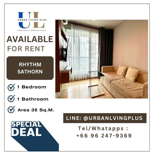 ( UL2409111 ) ✨Tel/Line 096-2479369✨ FOR RENT !!! Rhythm Sathorn 1 bedroom 35 Sq.M. Nice view High Floor🔥🔥