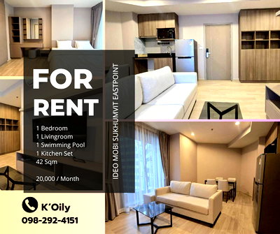 Condos for rent : NEW ROOM 📍✨ 1 Bedroom 41sqm @IDEO MOBI SUKHUMVIT EASTPOINT @BTS bangna 23,000 Per Month
