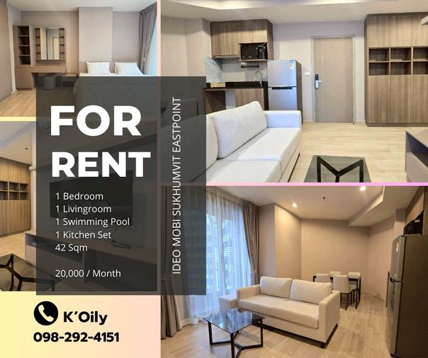 NEW ROOM 📍✨ 1 Bedroom 42sqm @IDEO MOBI SUKHUMVIT EASTPOINT @BTS bangna 20,000 Per Month