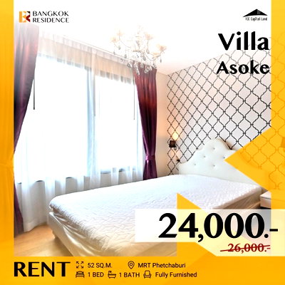 Condos for rent :  Villa Asoke 💖 Stylish Unit & Great Value 💥 near MRT Phetchaburi  