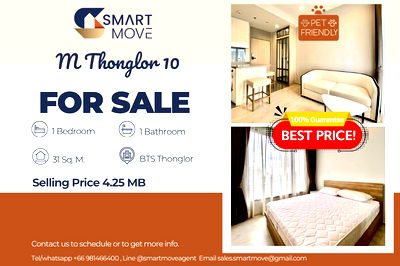 Condos for sale BTS Thong Lo (Thong Lor) : Sale ! Pet Friendly, high floor, North Facing, Newly renovated, modern style! Code C20250900068..M Thonglor 10, 1 bed, 1 bath, furnished, Special Deal