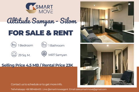 🔥 For Sale !! modern style !! 🔥 Code C20240700047...Altitude Samyan - Silom, 1 bedroom, 1 bathroom, furnished, ready to move in, Special Deal!!📣📣