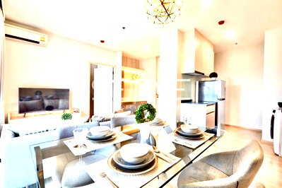 คอนโดให้เช่า : Best Decorate Combine 2 Beds 2 Baths Large Unit  Next to MRT Thailand Cultural Centre 80 m/ For Rent-Noble Revolve Ratchada 1