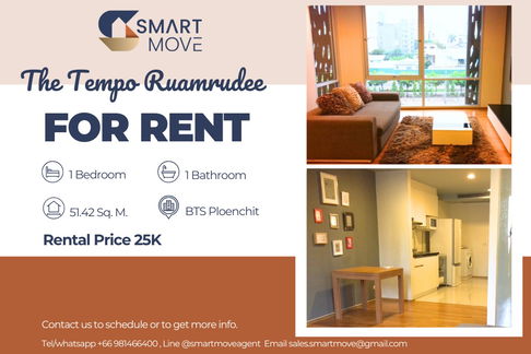 🔥 For Rent !!🔥 Code C20230210187..........The Tempo Ruamrudee, 1 bedroom, 1 bathroom, furnished, ready to move in 📣📣