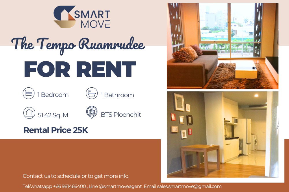 รูป 🔥 สำหรับเช่า !!🔥 Code C20230210187..........The Tempo Ruamrudee, 1 ห้องนอน, 1 ห้องน้ำ, แต่งครบ, พร้อมเข้าอยู่ 📣📣 - รูปที่ 1/7