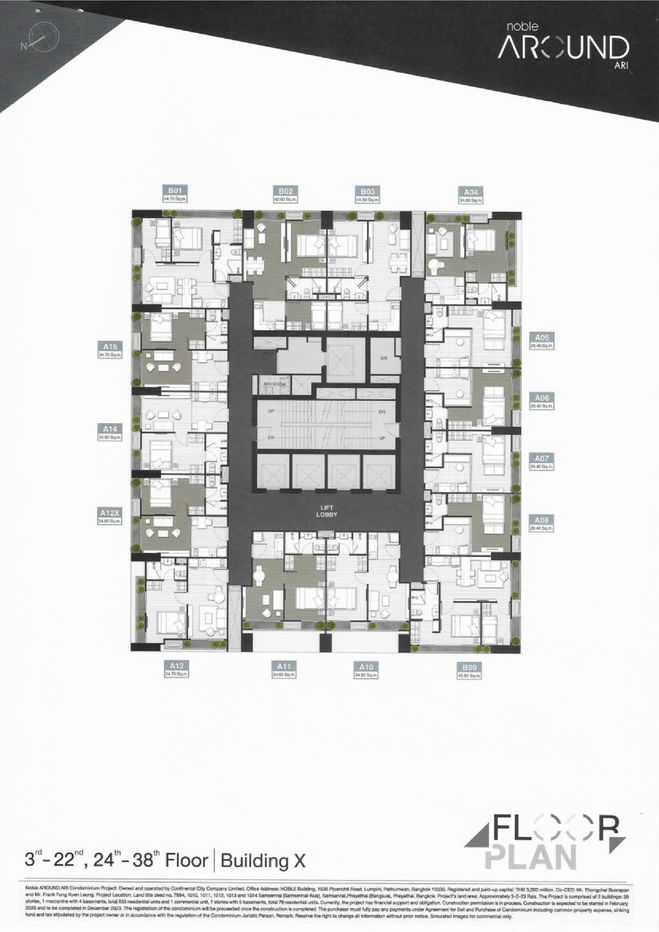 รูป 2 Beds 1 Bath New Condo High Rise Good Location BTS Ari 220 m. / Condo For Sell Down Payment-Noble Around Ari - รูปที่ 2/2