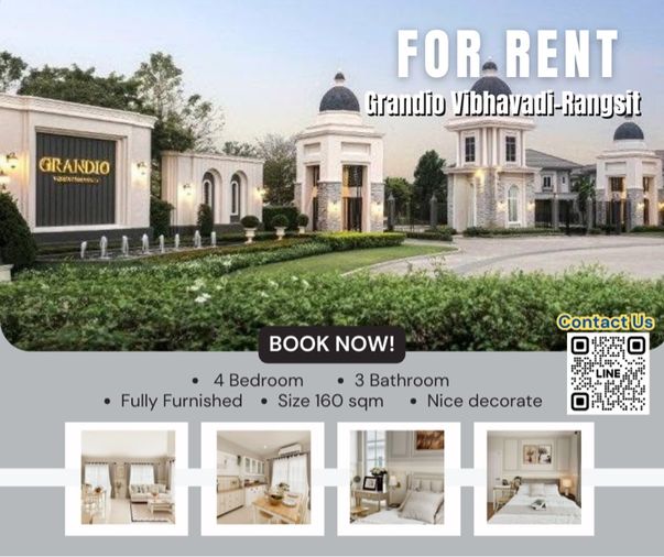 🏡ให้เช่า Grandio Vibhavadi-Rangsit 4 ห้องนอน รับสัตว์เลี้ยง