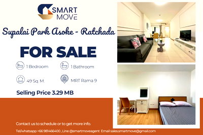 Condos for sale Din Daeng Road : 🔥 For Sale !! 🔥 Code C20250900072..........Supalai Park Asoke - Ratchada, 1 bedroom, 1 bathroom, furnished, Special Deal!!📣📣