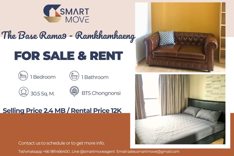  For Sale  !!🔥 high floor 18++ ,🔥 Code C20230206994...The Base Rama9 - Ramkhamhaeng, 1 bed, 1 bath, furnished, ready to move in, Special Deal!!📣📣