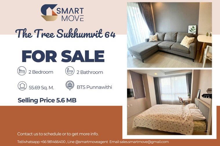 🔥 For Sale !! Closed kitchen, Parking for 2 cars!! 🔥 Code C20250900071.......The Tree Sukhumvit 64, 2 bed, 2 bath, furnished, Special Deal!!📣📣