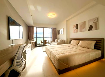 Condos for rent : TA8309📲LineID @556ryccg🏖️Beachfront Condo STUDIO 38 sqm Floor14 Towe A Fully furnished Zire Wongamat - North Pattaya