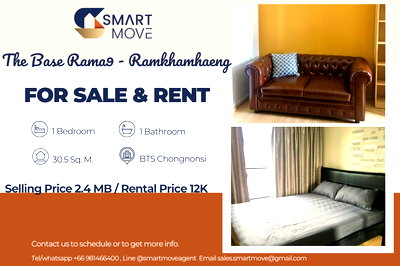 คอนโด รพ.คลองตัน : สำหรับขาย- เช่า !!🔥ชั้นสูง 18++ ,🔥 Code C20230206994....The Base Rama9 - Ramkhamhaeng, 1 ห้องนอน, 1 ห้องน้ำ, แต่งครบ, พร้อมเข้าอยู่, ราคาพิเศษ!!📣📣